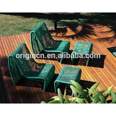 Light weight home indoor and outdoor leisure rope furniture terrace ottoman and lounge chair modern