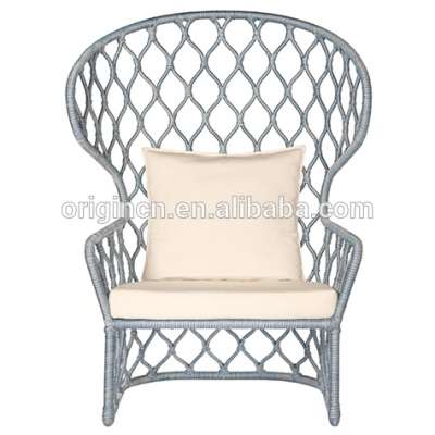 Wide backrest designed villa garden sitting furniture unique rope outdoor wing chair modern