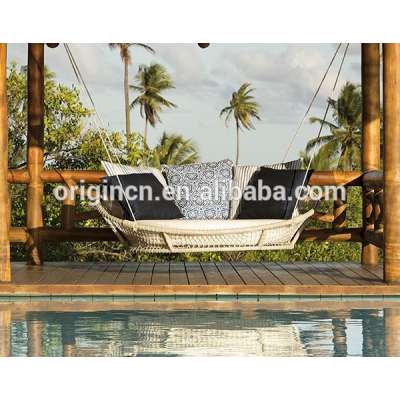 Hanging bed designed garden swing sun lounger rope woven patio furniture sets outdoor