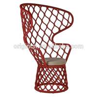 Unique backrest style artistic living room and outdoor balcony furniture rope woven high wing back chairs